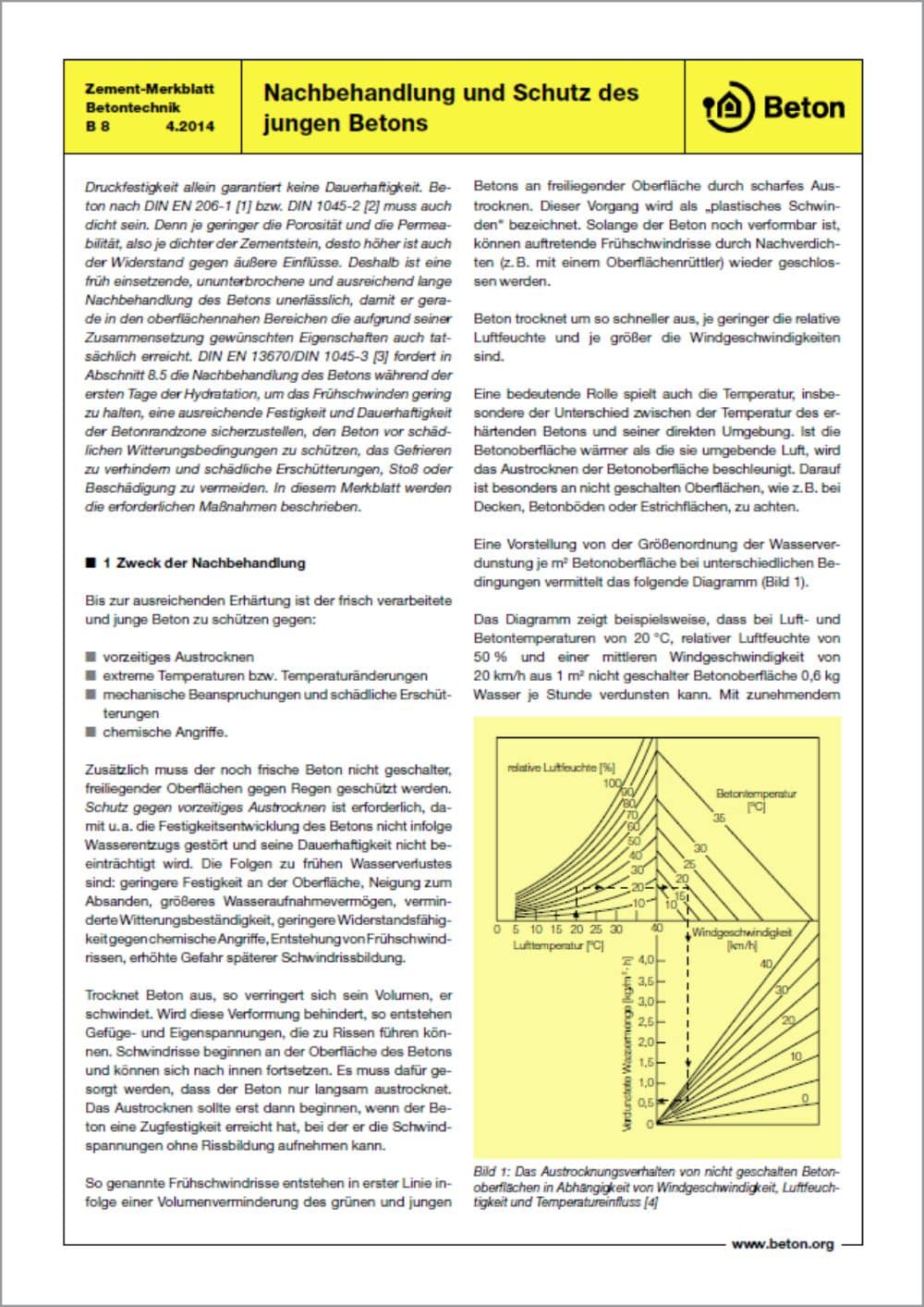 Hinweise zur Nachbehandlung des Betons